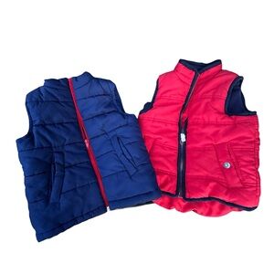 EUC Red & Blue Boys Vests Size 3T- One with Minor spots on back